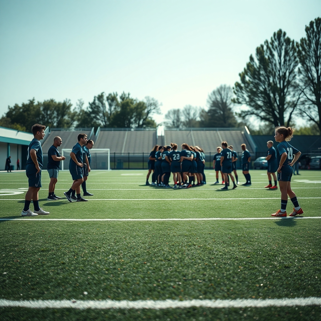 team huddle sports field